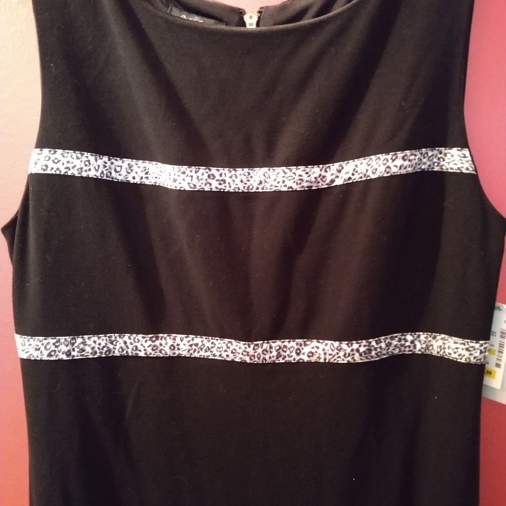 Black dress with grey leopard stripes